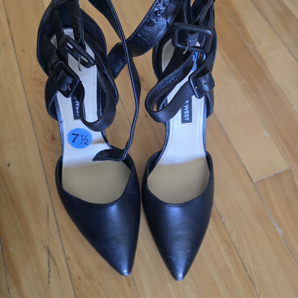 Nine West Black Strappy Heels